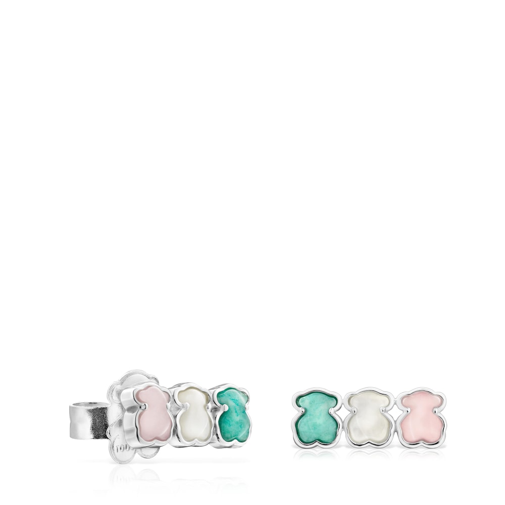 TOUS Mini Color Earrings in Silver with Gemstones 1,2cm