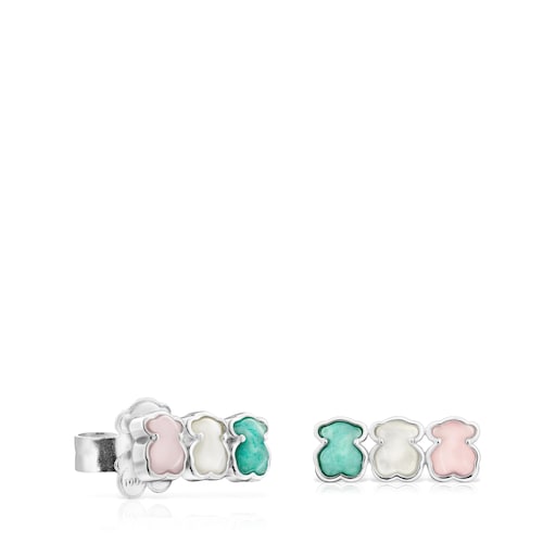 TOUS Mini Color Earrings in Silver with Gemstones 1,2cm