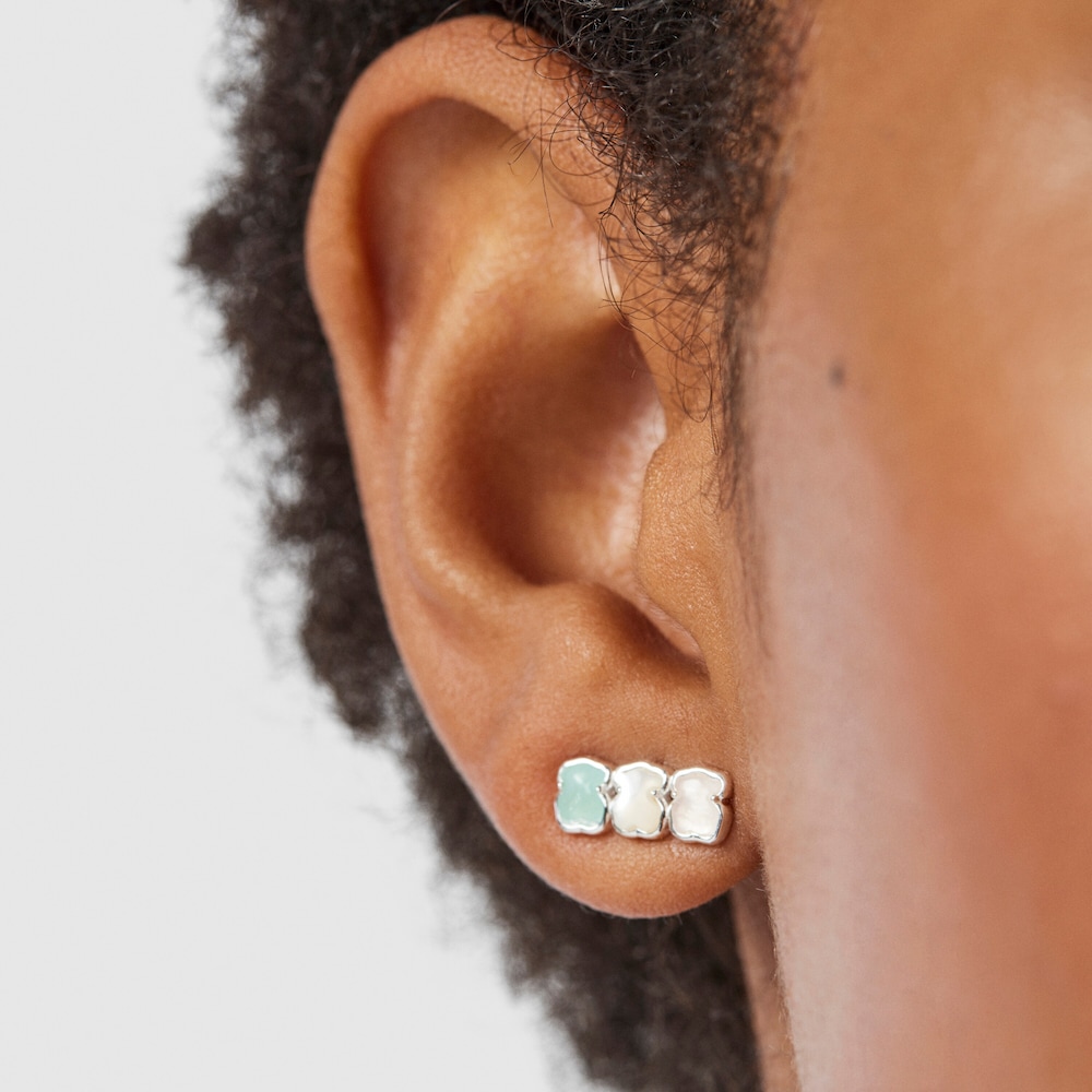 TOUS Mini Color Earrings in Silver with Gemstones 1,2cm