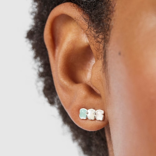 TOUS Mini Color Earrings in Silver with Gemstones 1,2cm