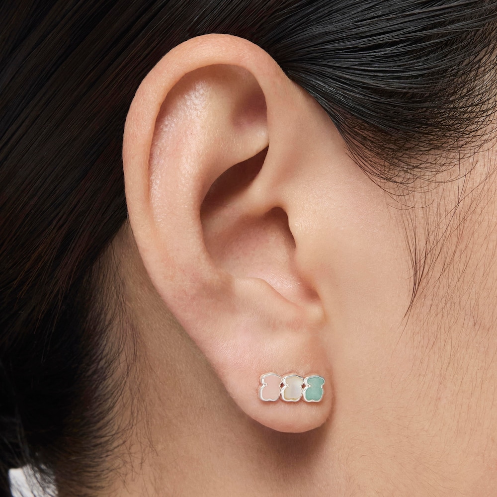 TOUS Mini Color Earrings in Silver with Gemstones 1,2cm