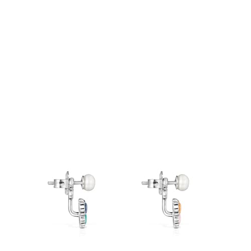 TOUS Mini Color Earrings in Silver with Gemstones 2,2cm