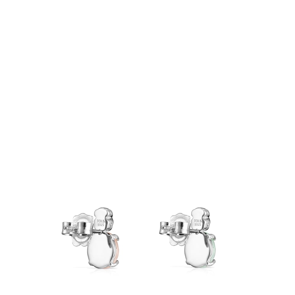 Pendientes de plata con amazonita y cuarzo rosa Mini Color image number 2