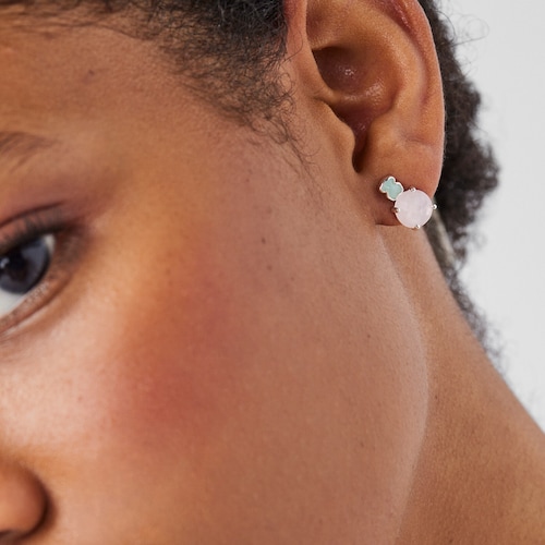 Pendientes de plata con amazonita y cuarzo rosa Mini Color