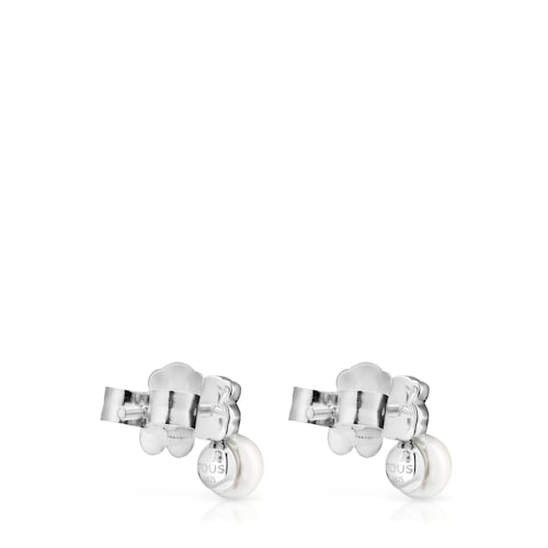 Pendientes de plata con amazonita y perla Mini Color