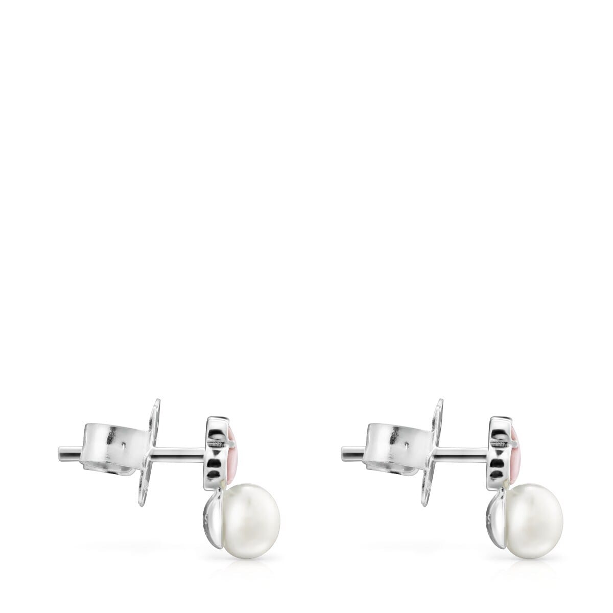 TOUS Mini Color Earrings in Silver with Quartzite and Pearl