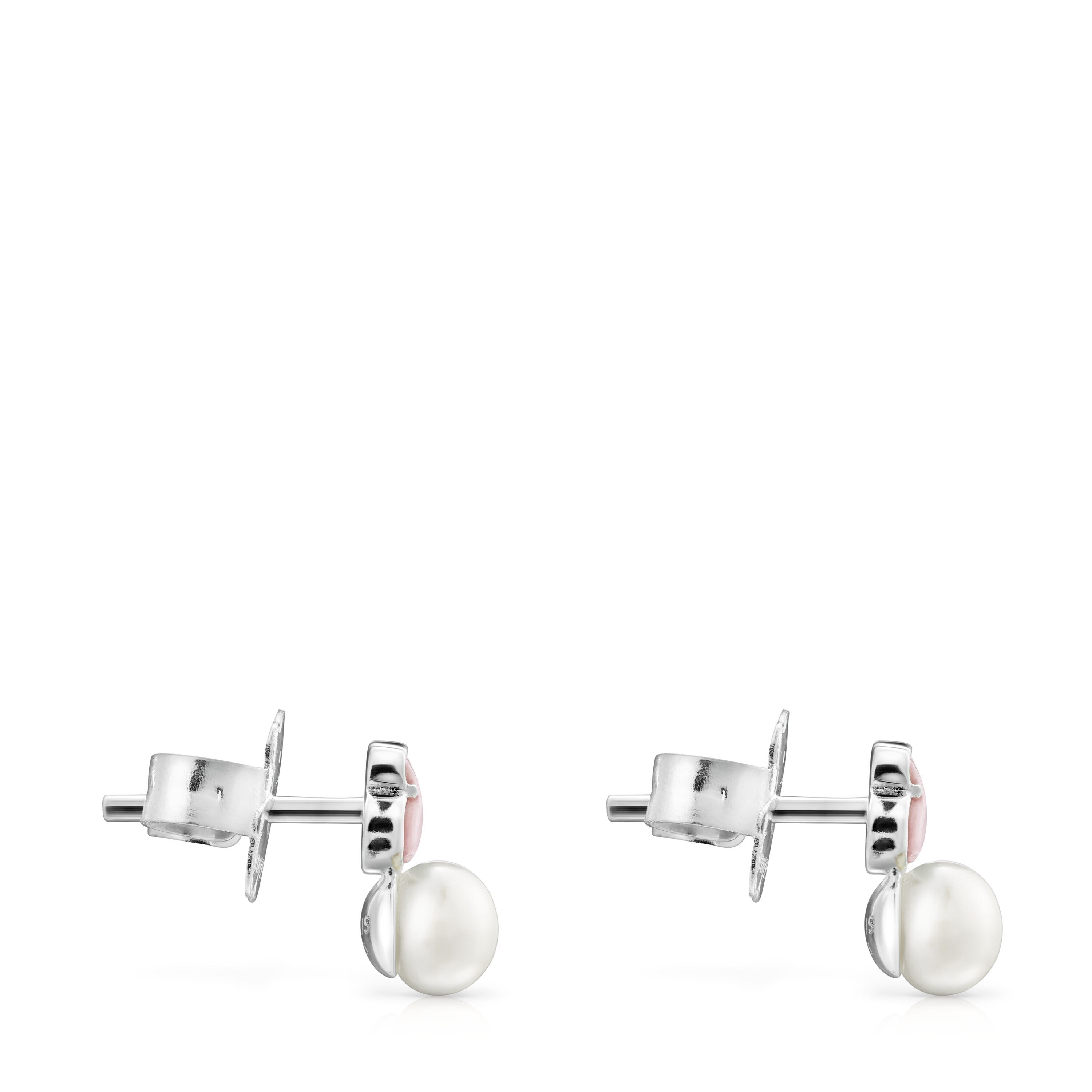 TOUS Mini Color Earrings in Silver with Quartzite and Pearl