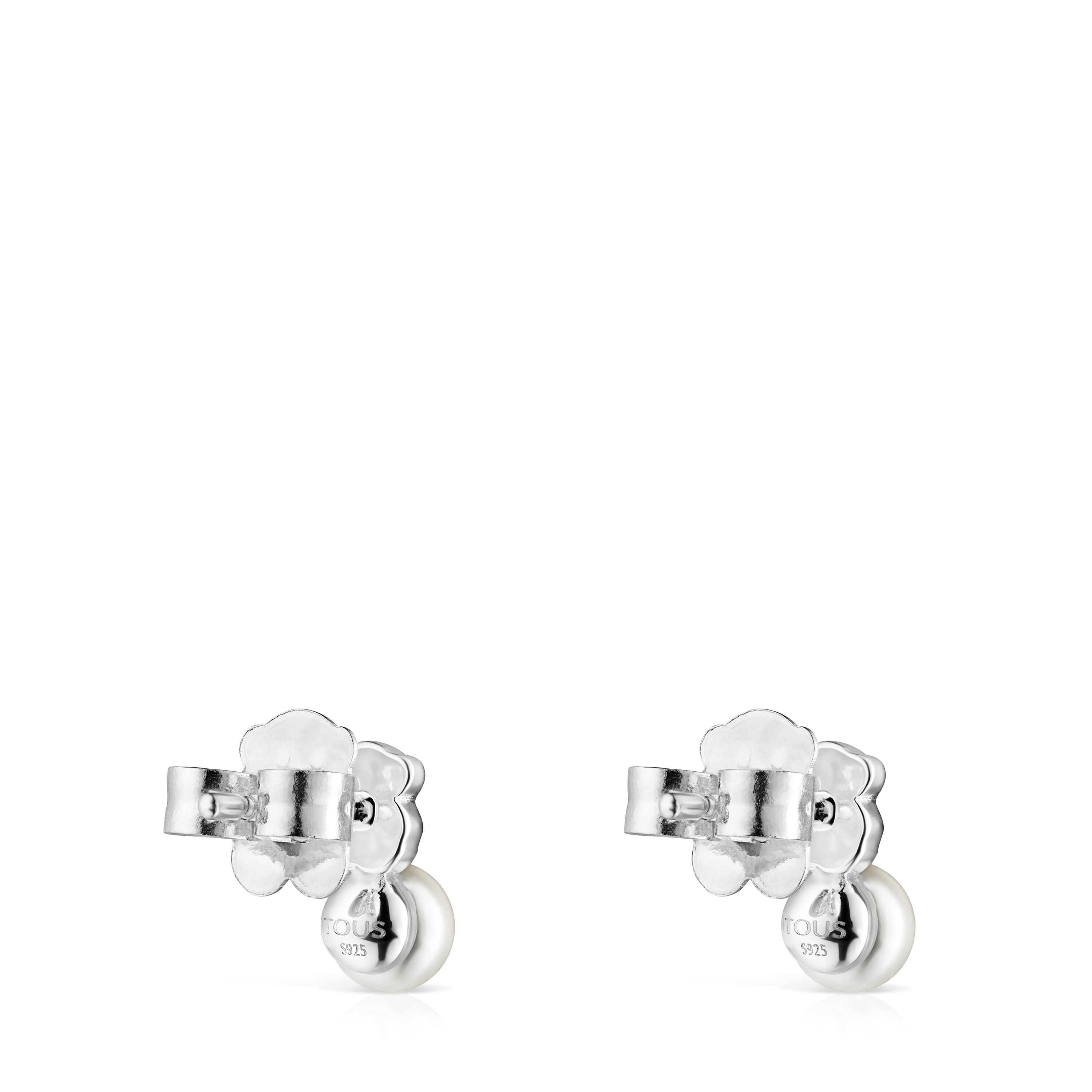 TOUS Mini Color Earrings in Silver with Quartzite and Pearl