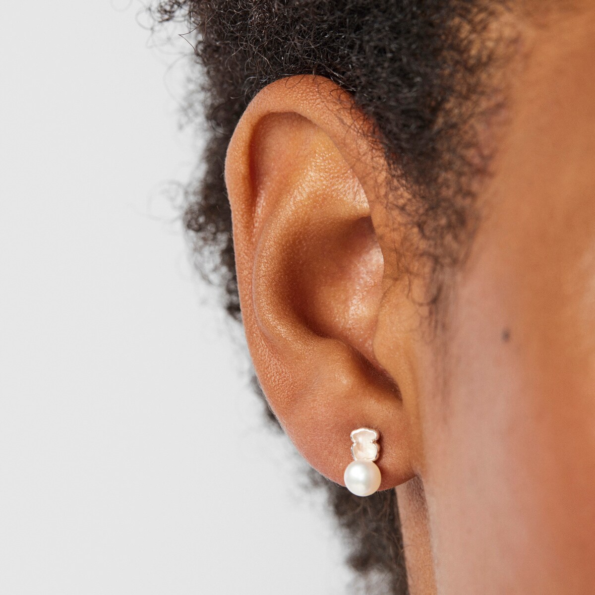 TOUS Mini Color Earrings in Silver with Quartzite and Pearl