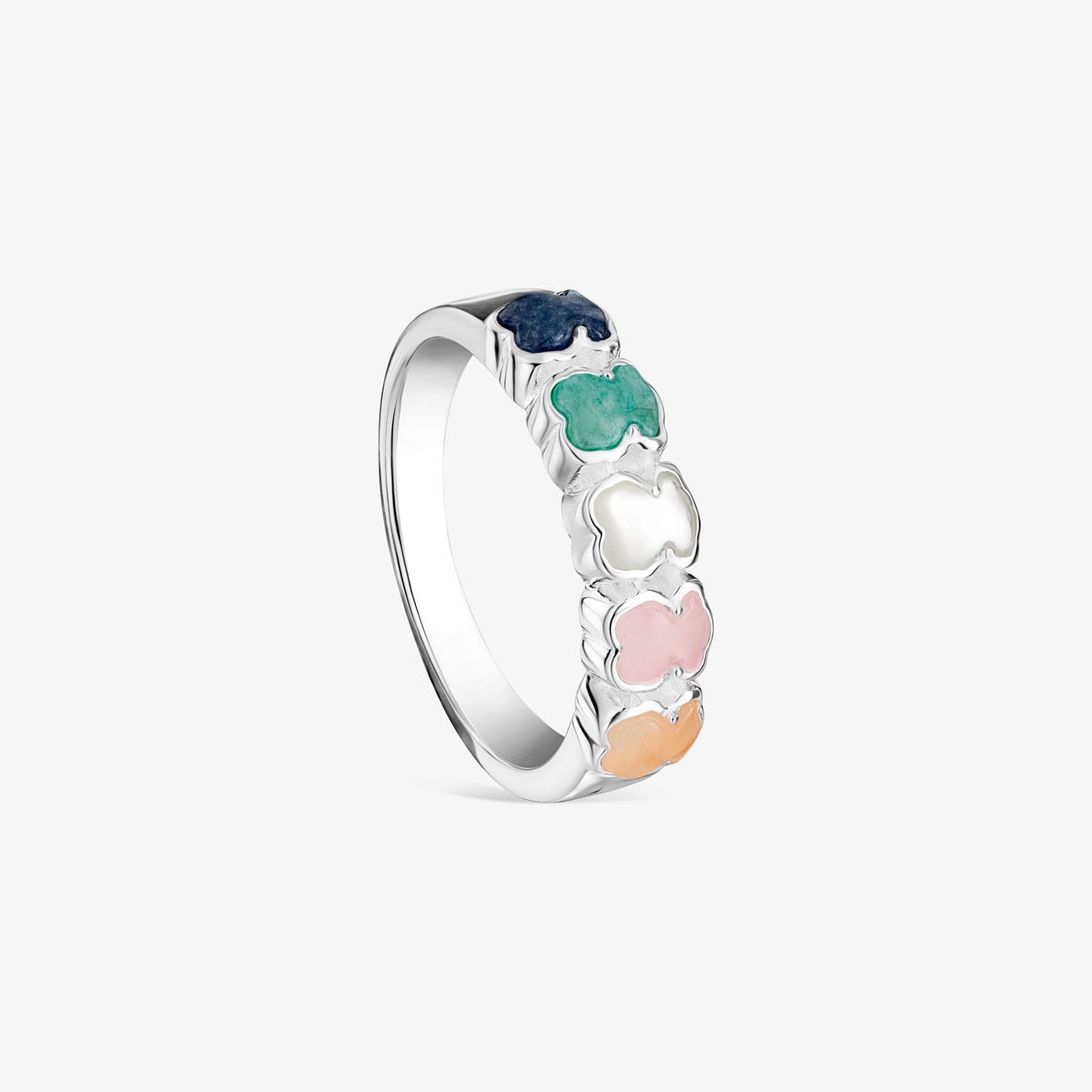 Tous - Anillo De Plata Con Gemas Multicolor Motivo Oso Mini Color Talla 10