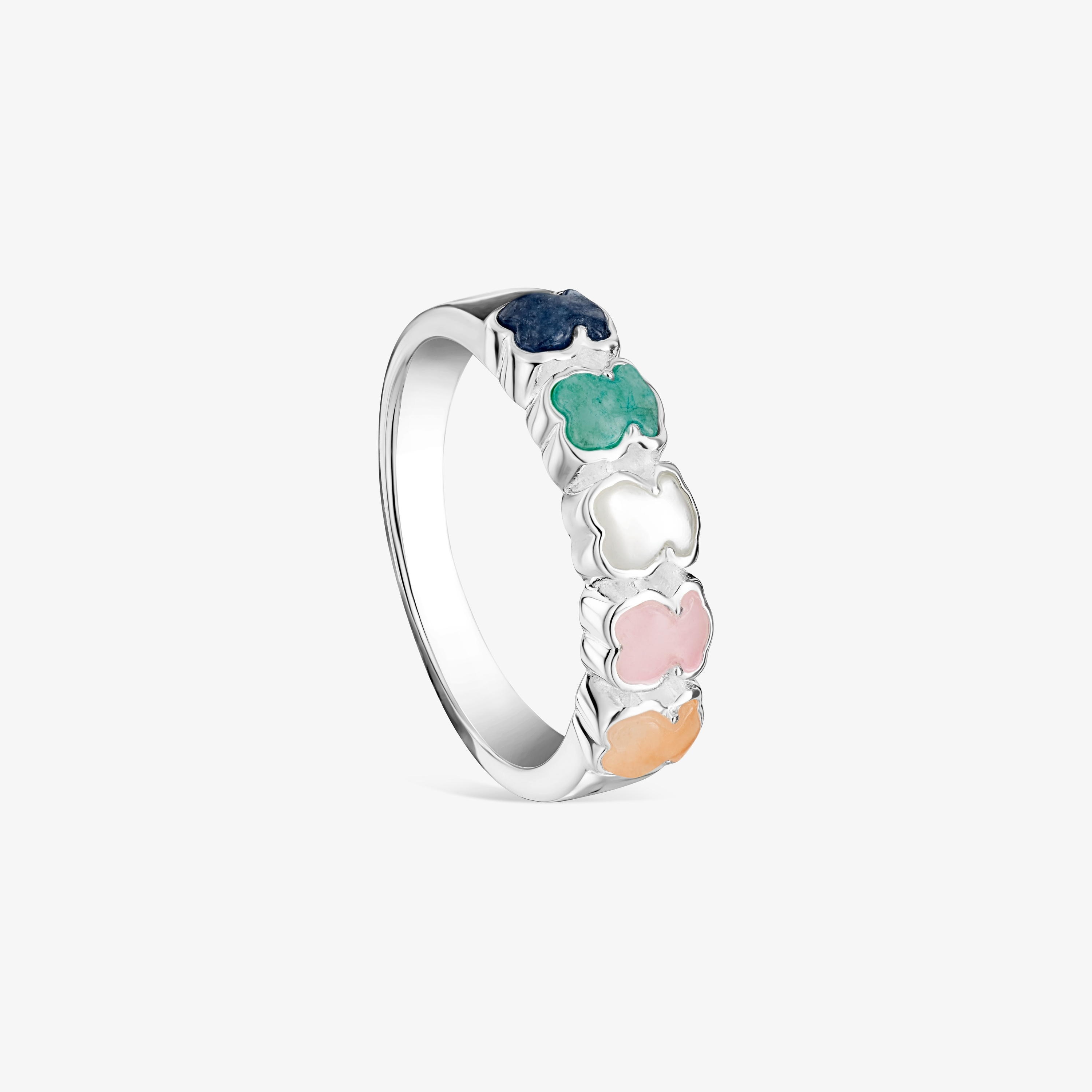 TOUS Mini Color Ring Silver with Gemstones 0,5cm.