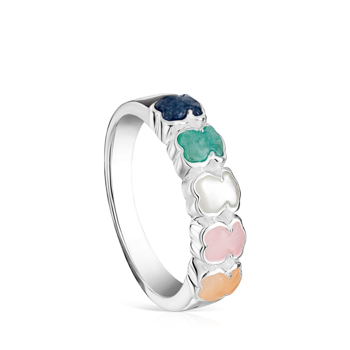 Tous - Anillo De Plata Con Gemas Multicolor Motivo Oso Mini Color Talla 21