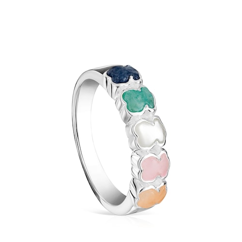 TOUS Mini Color Ring in Silver with Gemstones 0,5cm
