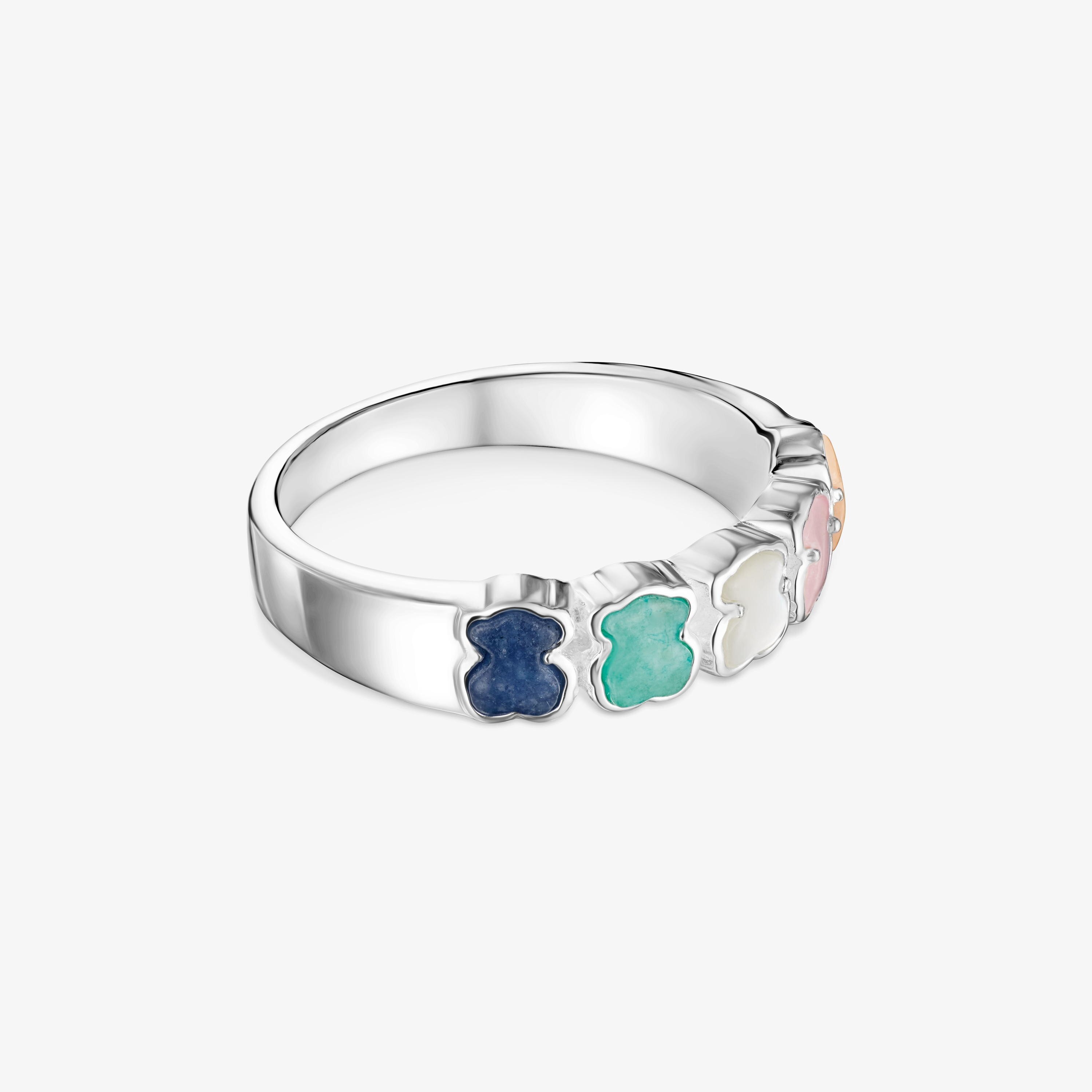 TOUS Mini Color Ring Silver with Gemstones 0,5cm.