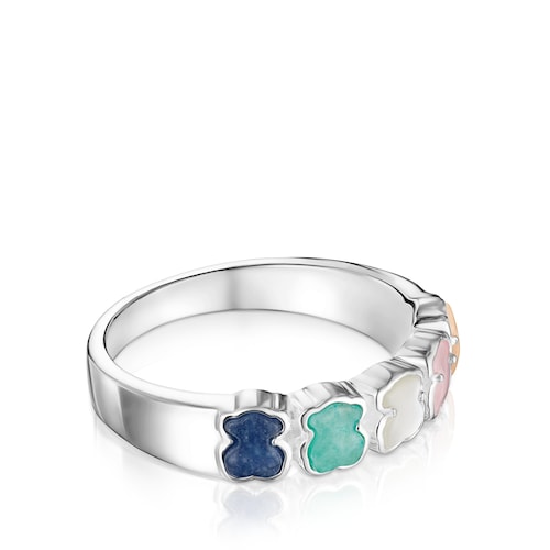 TOUS Mini Color Ring in Silver with Gemstones 0,5cm