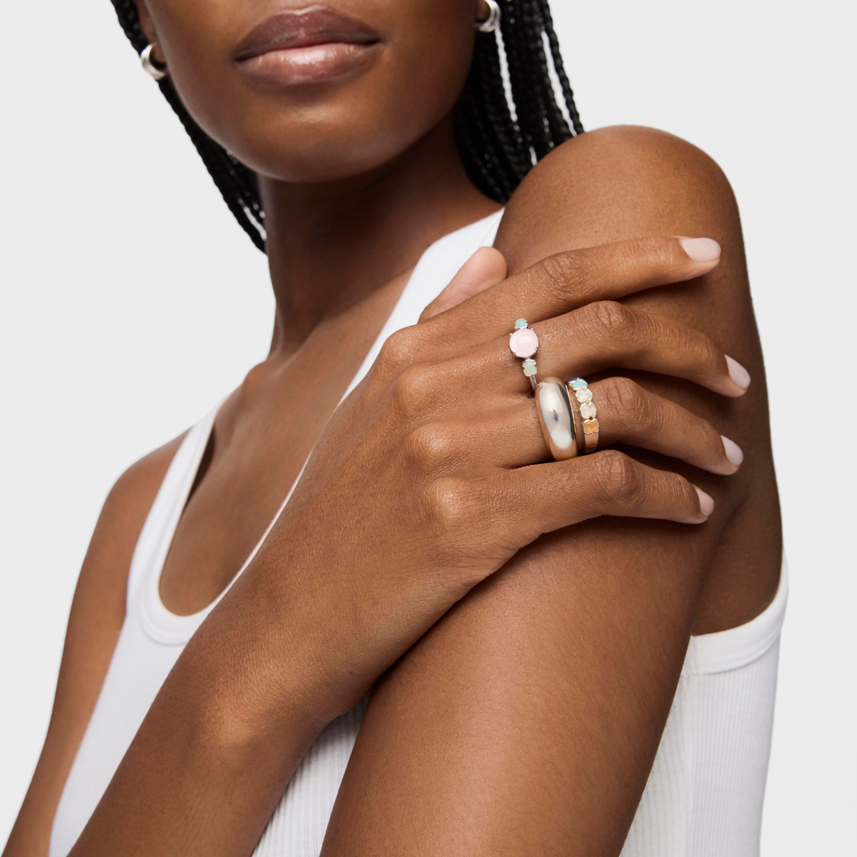 TOUS Mini Color Ring Silver with Gemstones 0,5cm.