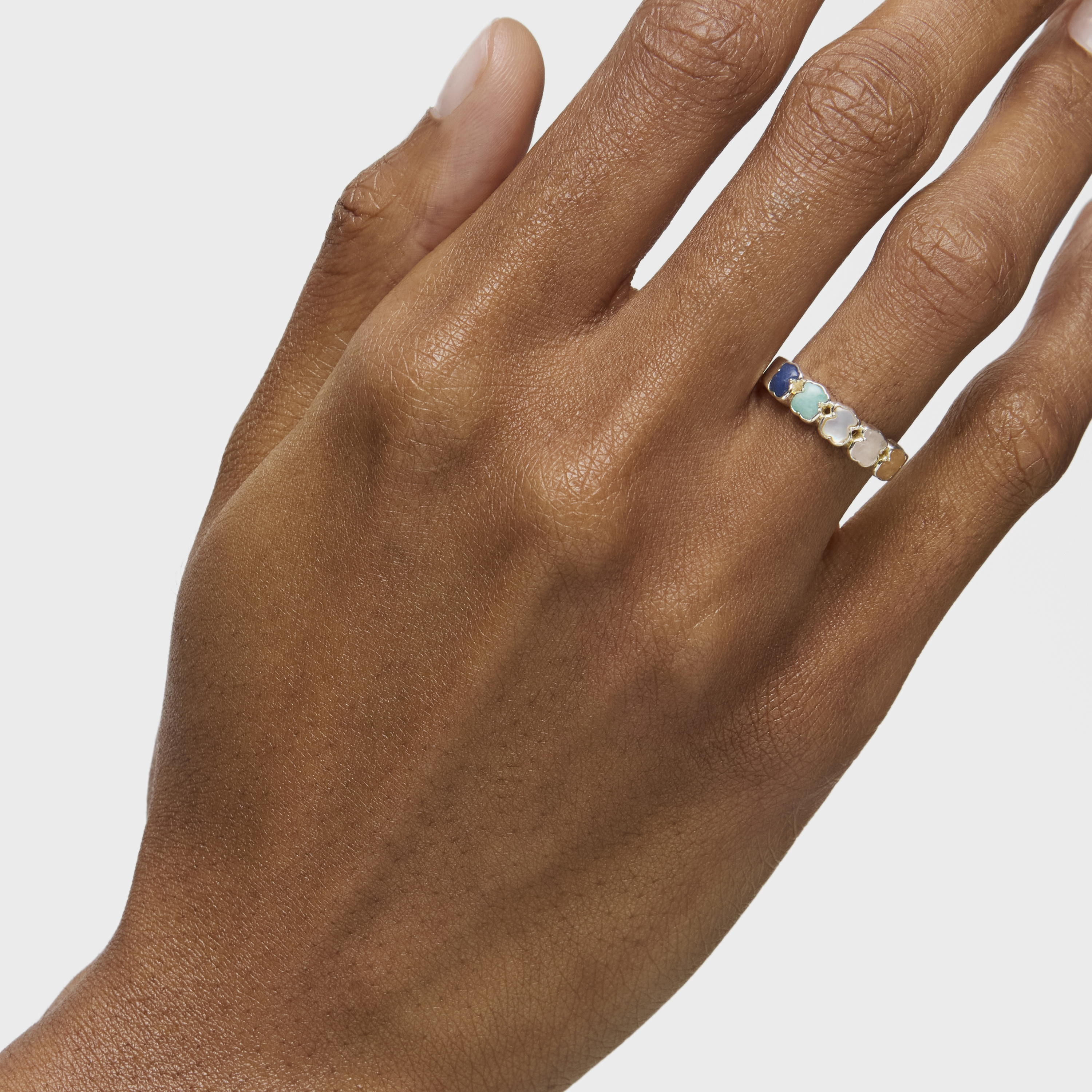 TOUS Mini Color Ring Silver with Gemstones 0,5cm.