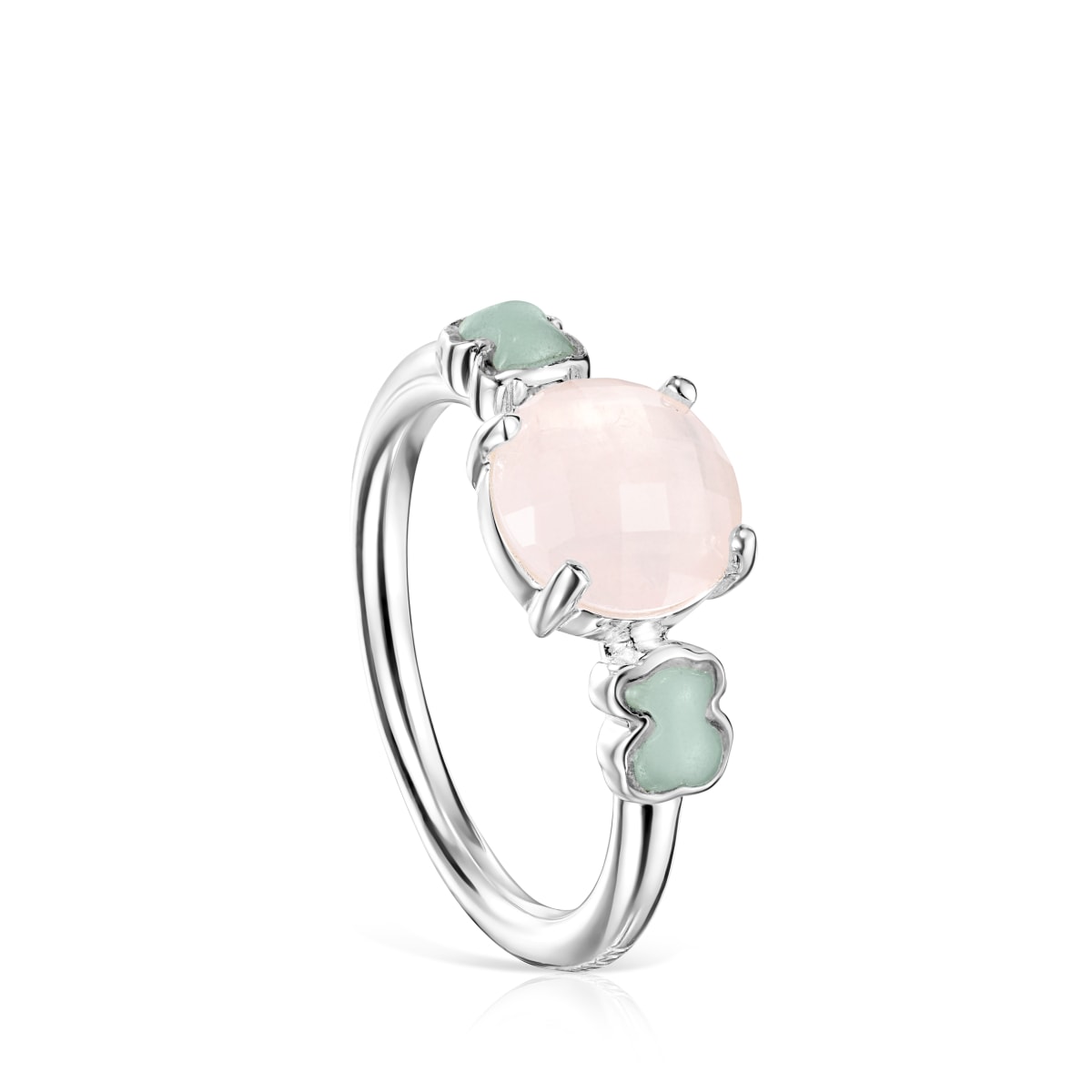 Tous - Anillo De Plata Con Cuarzo Rosa Facetado Y Amazonita Mini Color Talla 20
