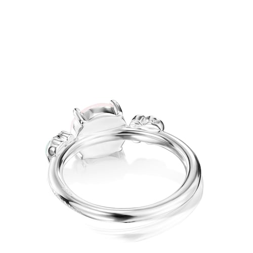 TOUS Mini Color Ring in Silver with Pink Quartz and Amazonite 0,4-0,8cm