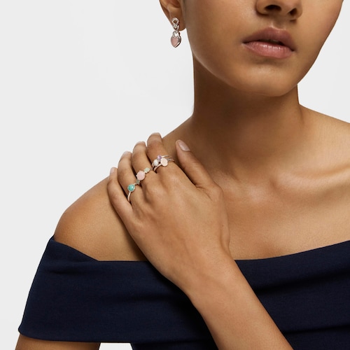 TOUS Mini Color Ring in Silver with Pink Quartz and Amazonite 0,4-0,8cm