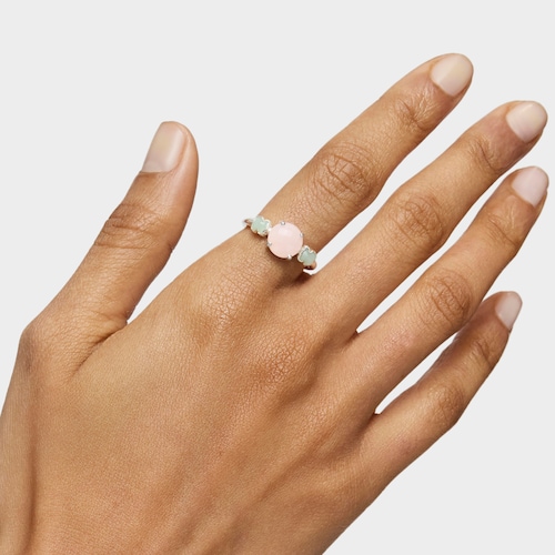 TOUS Mini Color Ring in Silver with Pink Quartz and Amazonite 0,4-0,8cm
