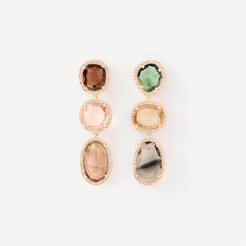 Gold Earrings with diamonds and tourmalines TOUS ATELIER UNIQUE PIECES