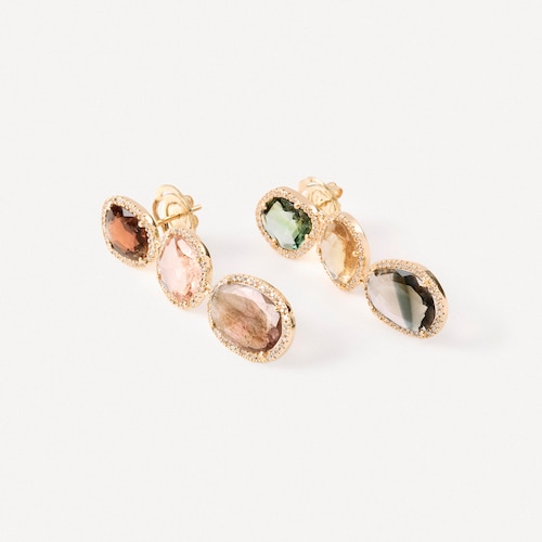 Gold Earrings with diamonds and tourmalines TOUS ATELIER UNIQUE PIECES