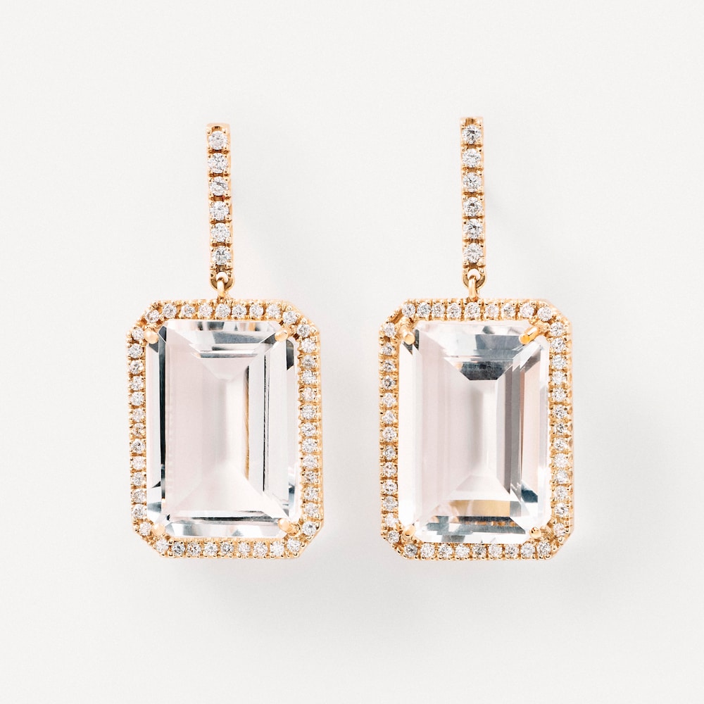 Aretes de oro con cuarzo cristal y diamantes TOUS ATELIER UNIQUE PIECES