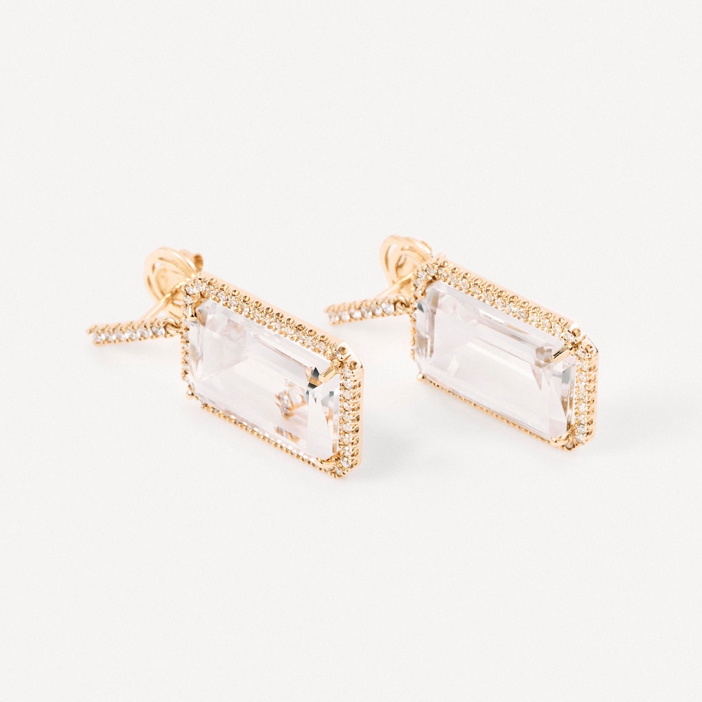 Aretes de oro con cuarzo cristal y diamantes TOUS ATELIER UNIQUE PIECES