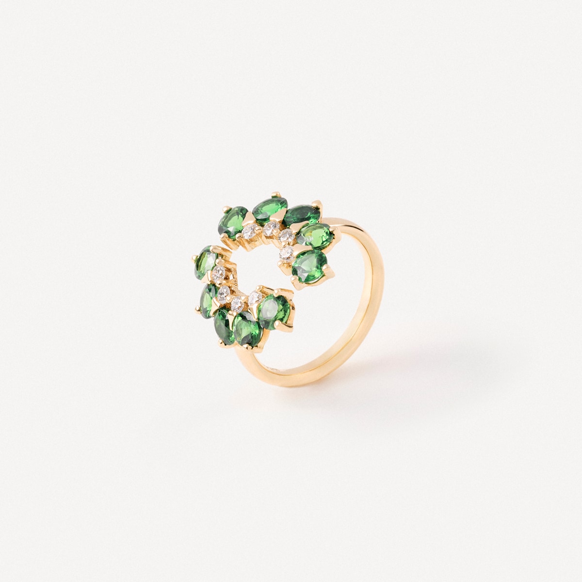 Gold Ring with diamonds and chrome diopside TOUS ATELIER UNIQUE PIECES
