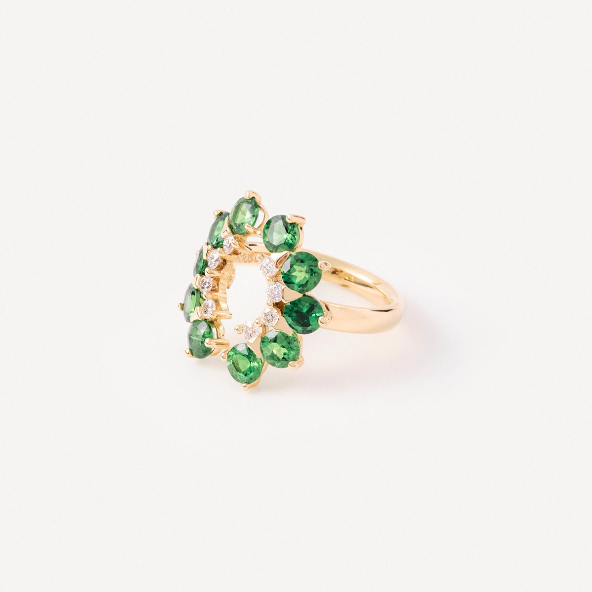 Gold Ring with diamonds and chrome diopside TOUS ATELIER UNIQUE PIECES