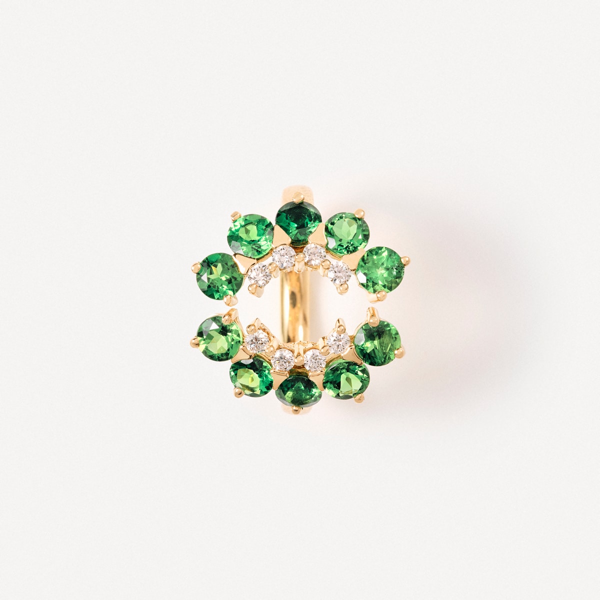 Gold Ring with diamonds and chrome diopside TOUS ATELIER UNIQUE PIECES