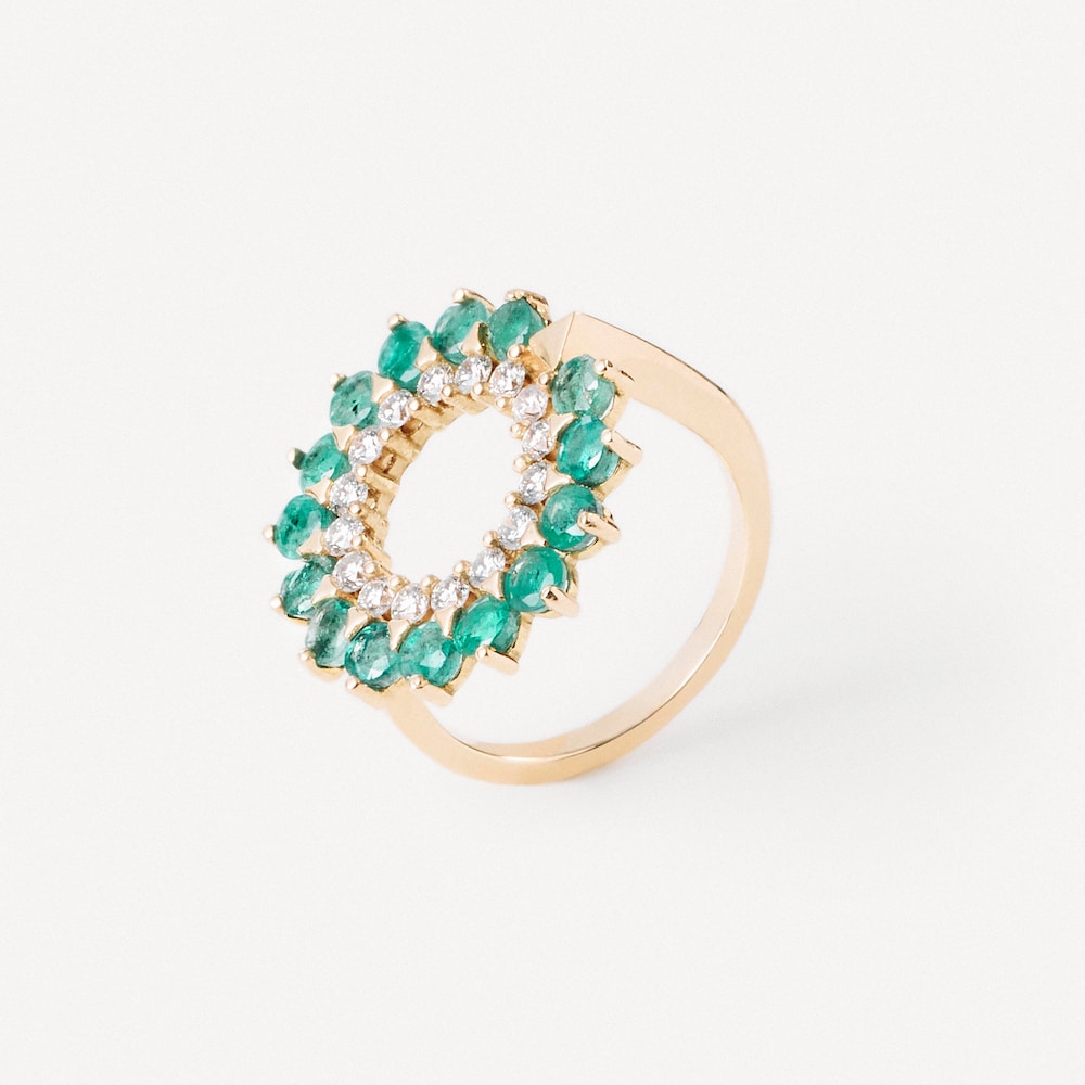 Gold Ring with diamonds and emeralds TOUS&nbsp;ATELIER UNIQUE&nbsp;PIECES