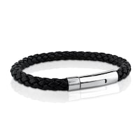 Pulsera en acero y cuero trenzado TOUS Man