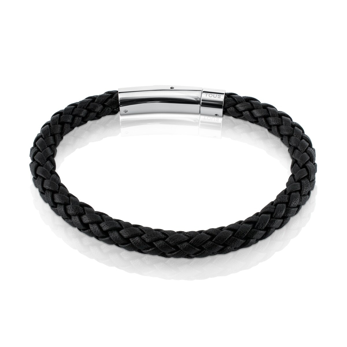 Pulsera en acero y cuero trenzado TOUS Man