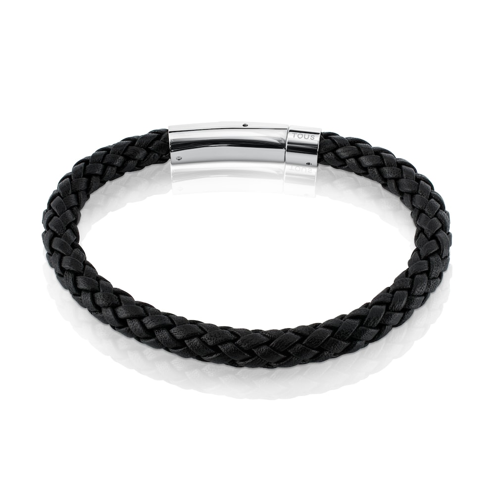 Pulsera en acero y cuero trenzado TOUS Man