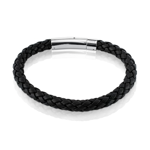 Pulsera en acero y cuero trenzado TOUS Man