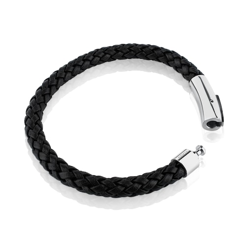 Pulsera en acero y cuero trenzado TOUS Man