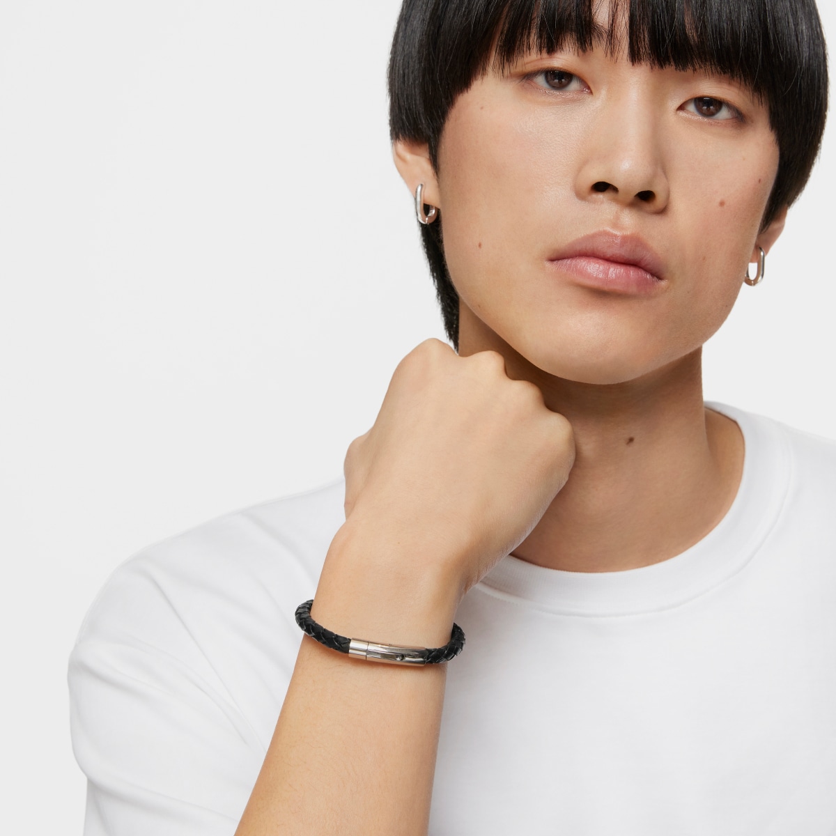 Pulsera en acero y cuero trenzado TOUS Man