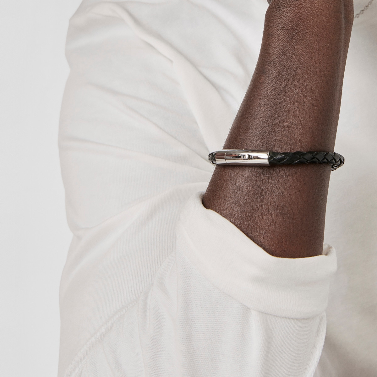 Pulsera en acero y cuero trenzado TOUS Man
