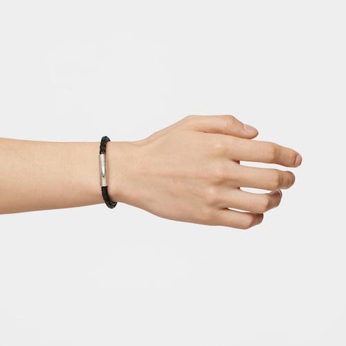 Pulsera en acero y cuero trenzado TOUS Man