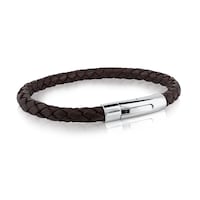 Steel TOUS Man Bracelet with brown leather