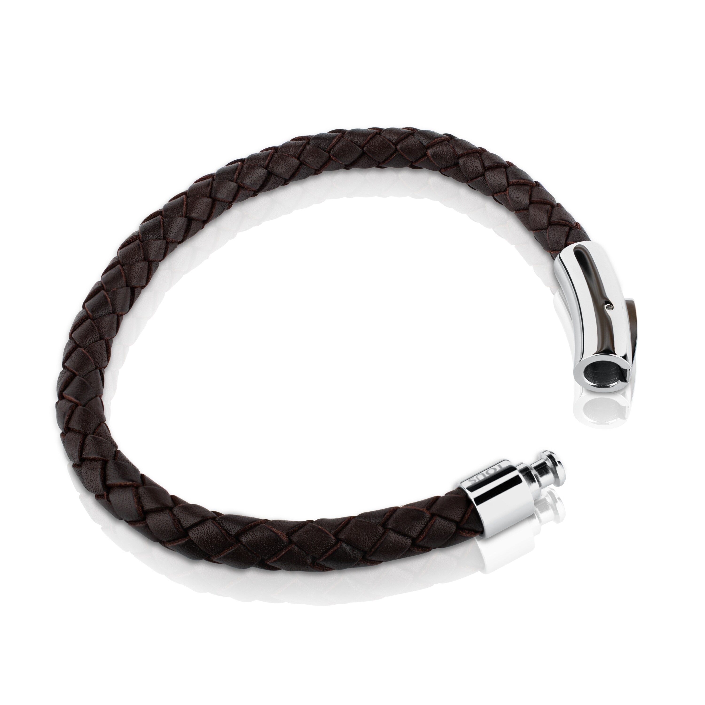 Steel TOUS Man Bracelet with brown leather