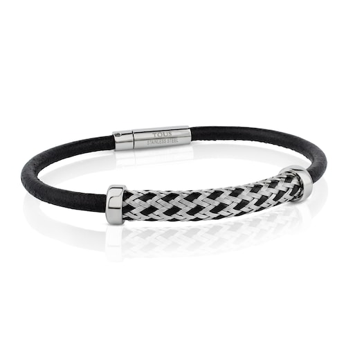 Pulsera en acero y cuero TOUS Man image number 0