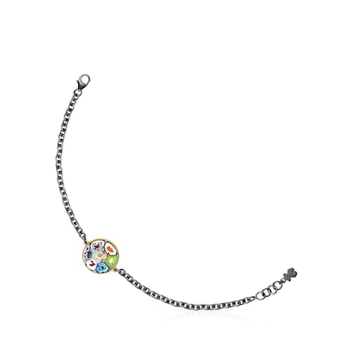 Pulseira Minifiore disco em Prata Vermeil, Dark Silver e Cristal de Murano image number 0