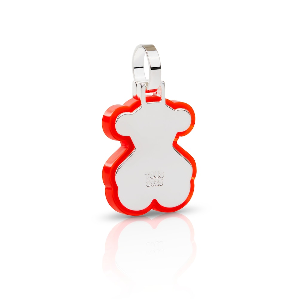 Colgante peque&ntilde;o rojo ne&oacute;n de plata Halloween