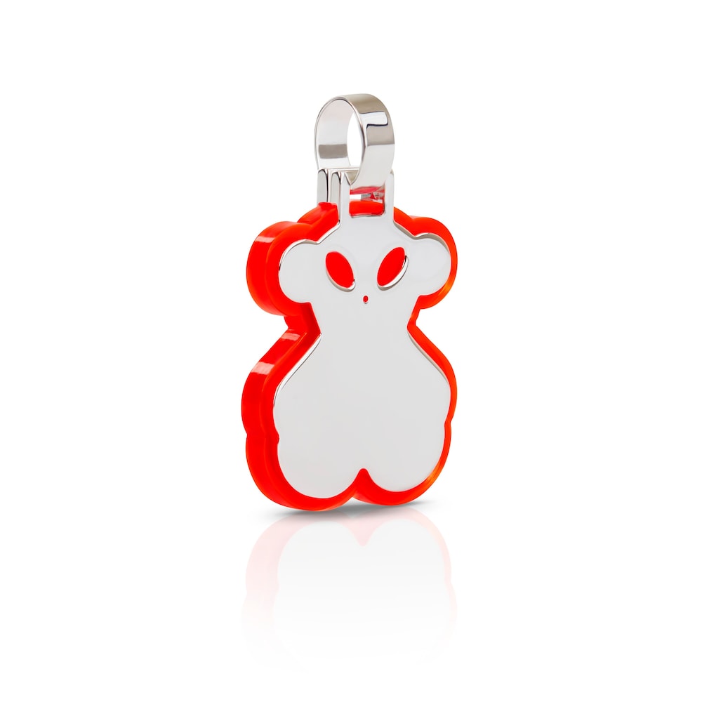 Colgante grande rojo ne&oacute;n de plata Halloween