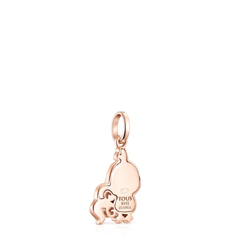 Chinese Horoscope Rooster Pendant in Rose Silver Vermeil, Ruby and Chrome Diopside