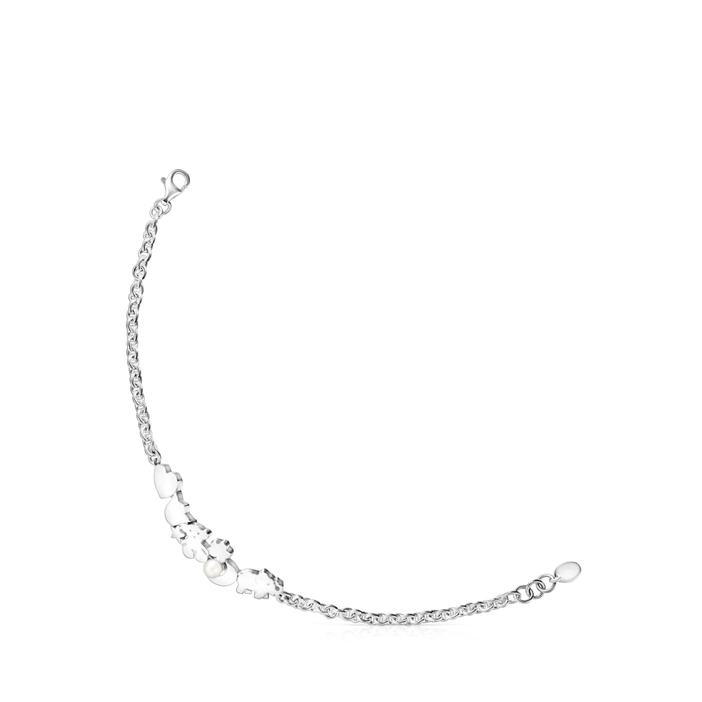 Pulseira Nocturne motivos em Prata com P&eacute;rola