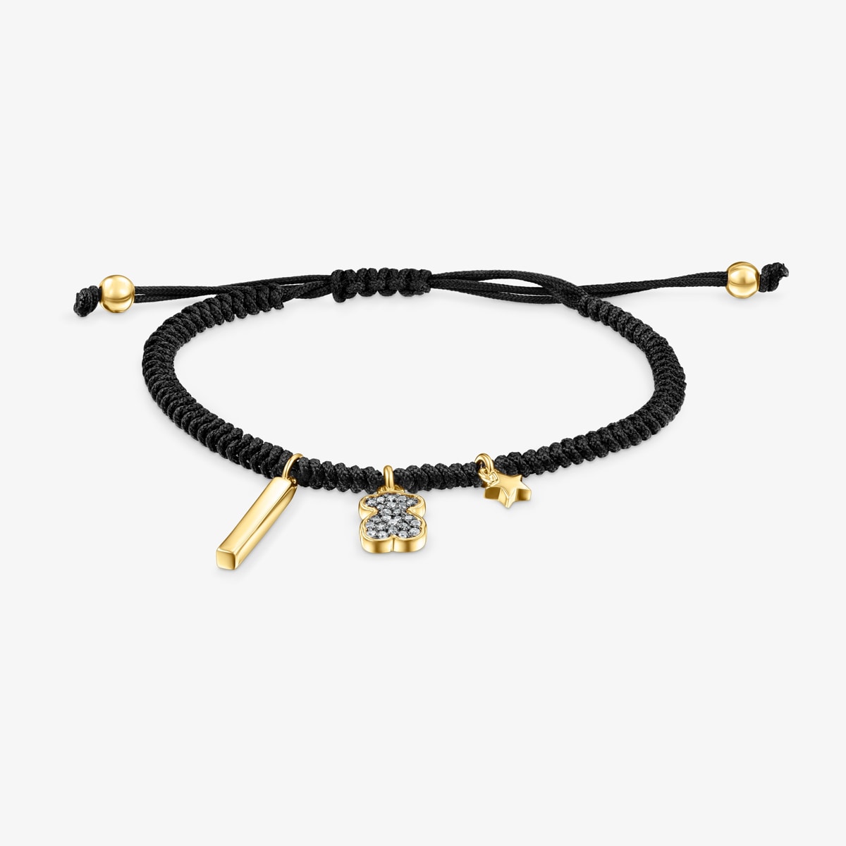 Nocturne Bracelet in 18K gold vermeil with Diamonds and black Cord